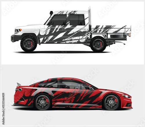 Abstract Brush Stroke Designs for Truck and Sports Car Wraps