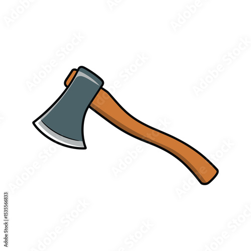 Cartoon Hatchet Illustration, A Stylized Axe with Wooden Handle