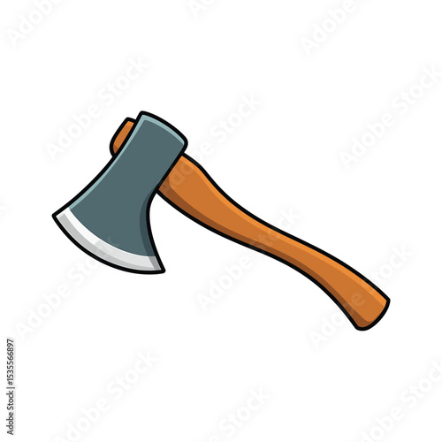 Cartoon Hatchet Illustration, A Stylized Axe with Wooden Handle