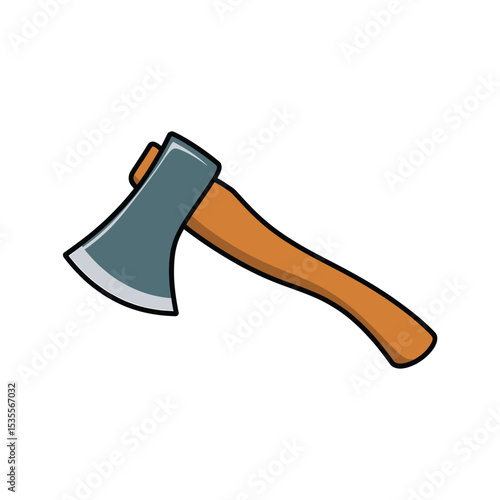 Cartoon Hatchet Illustration, A Stylized Axe with Wooden Handle