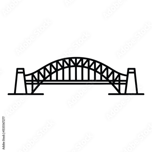 Sydney Harbour Bridge Icon, Vector, Illustration, Icon, Outline, Line Art, Silhouette, Logo, White Background.