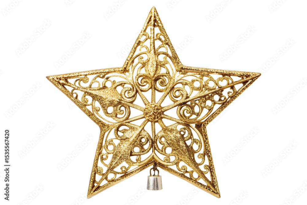Christmas tree topper golden glitter star with filigree details Christmas tree topper golden glitter star with filigree details