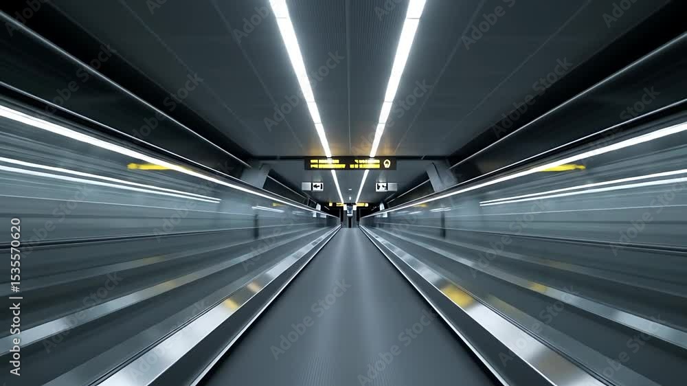 Moving Walkway Perspective in Airport Terminal Interior Moving Walkway Perspective in Airport Terminal Interior
