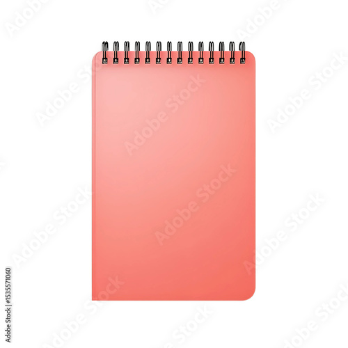 Salmon Pink Spiral Notebook - Empty Cover Template - Creative Stationery Isolated transparent background 