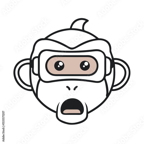 Surprised Monkey Experiencing Virtual Reality in Playful Setting