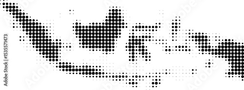 a minimalist of indonesia dotted map illustration.a map of indonesia dots black halftone geometric symbol.on white background.vector