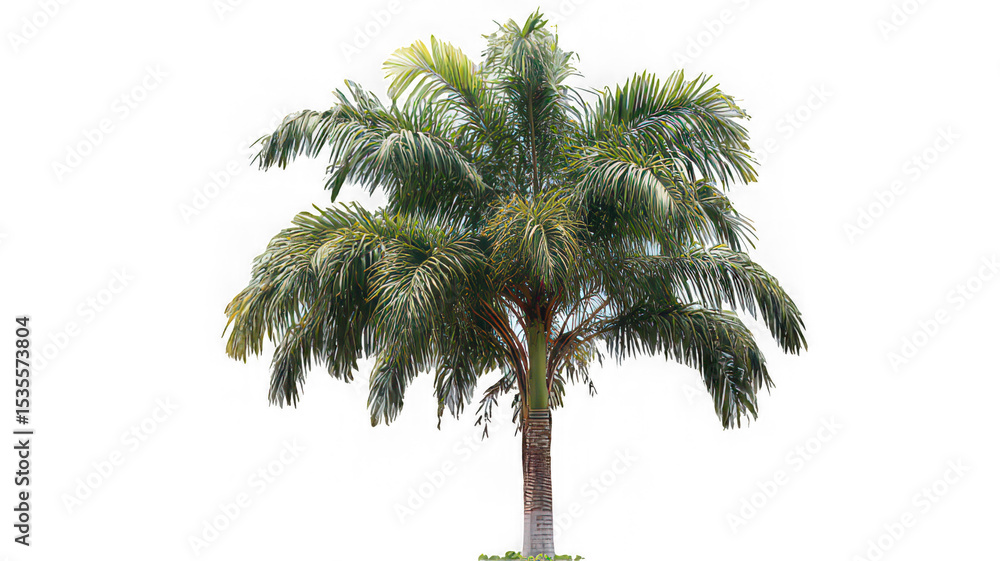 Obraz premium Tropical palm tree with lush green leaves isolated transparency