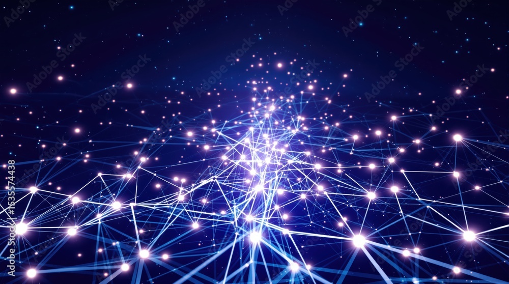 Obraz premium Blue Network Connection Technology Abstract Concept