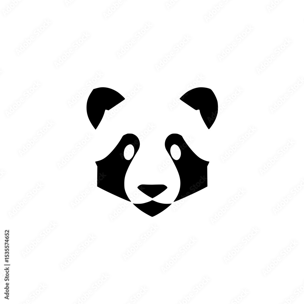 Panda Face: A Bold Black and White Geometric Line Art Illustration Panda Face: A Bold Black and White Geometric Line Art Illustration