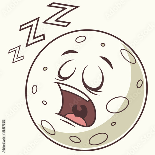 Moon Emoji with a Sleepy Yawn