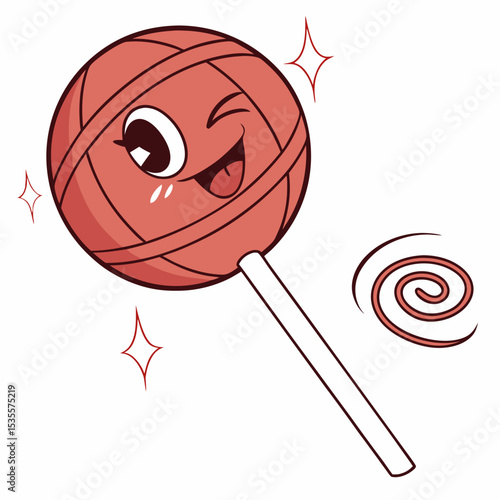Naughty lollipop emoji with wink and swirl cheeks