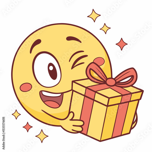 Winking emoji with a gift box