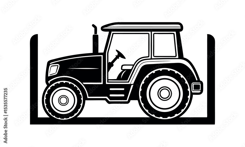 Fototapeta premium Farm Machinery Silhouette Vector Harvest Tools and Rural Equipment Clipart Design