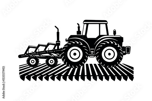 Rural Agriculture Silhouette Design Farming Machine and Equipment Vector cilpart 