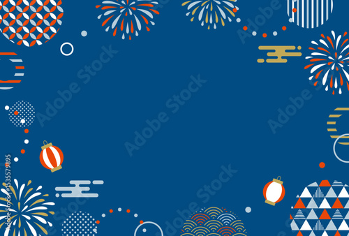 夏・お祭り・花火・和柄　背景