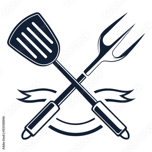 Set of kitchen utensils vector illustration with fork spoon spatula knife and ladle