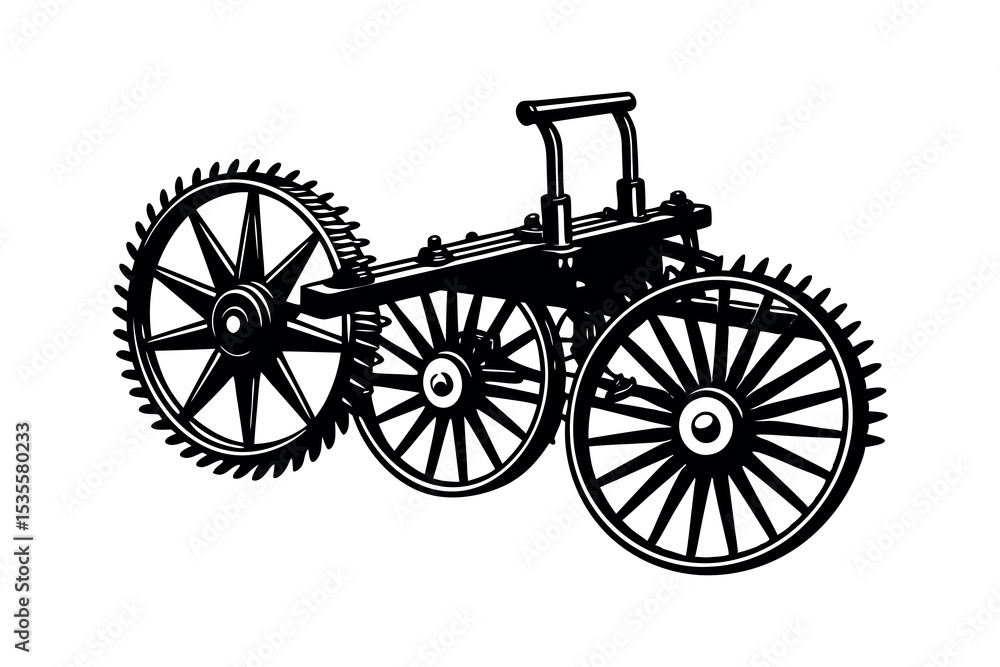 Fototapeta premium Agricultural Machinery Silhouette Clipart Farming Equipment and Tractor Vector Design