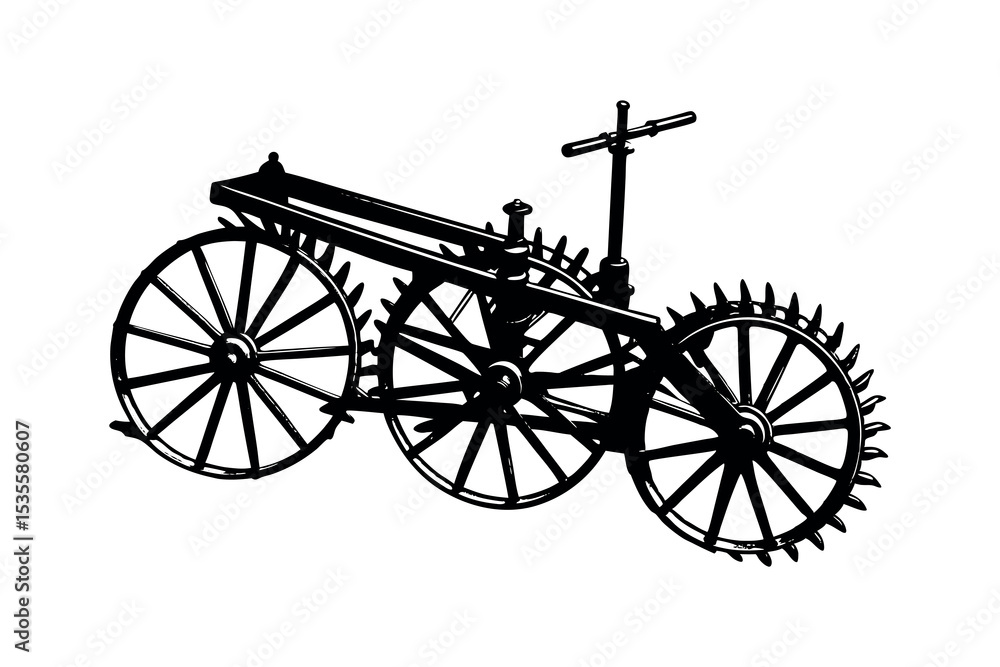 Fototapeta premium Agricultural Machinery Silhouette Clipart Farming Equipment and Tractor Vector Design