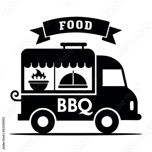 Food Truck or BBQ Stall Logo with Vintage Feel