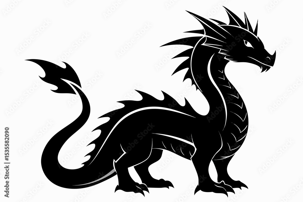 Fototapeta premium water dragon sihouette black vector