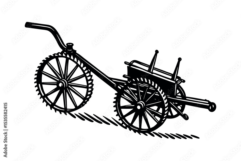 Fototapeta premium Agricultural Machinery Silhouette Clipart Farming Equipment and Tractor Vector Design