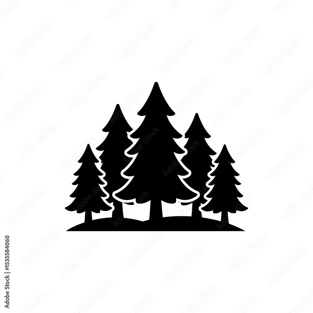 Fototapeta premium Pine Tree Cluster in Winter for Snowy Forest Scene