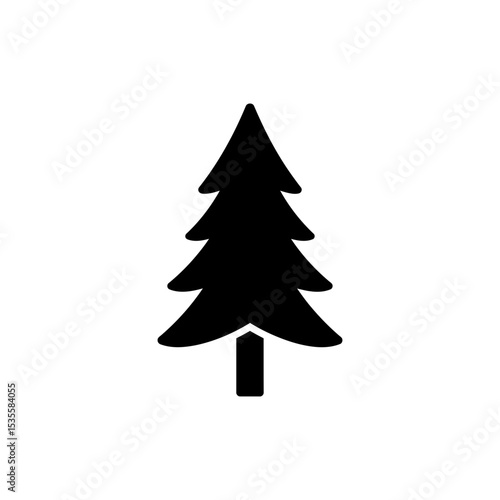 Single Flat Pine Tree for Simple Winter and Nature Design
