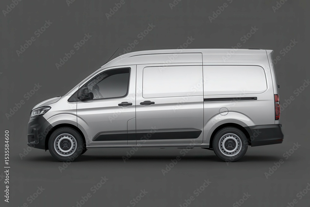Side view of modern delivery van, with empty blank space for text copy space or mockup design, high detail, 8k Side view of modern delivery van, with empty blank space for text copy space or mockup design, high detail, 8k