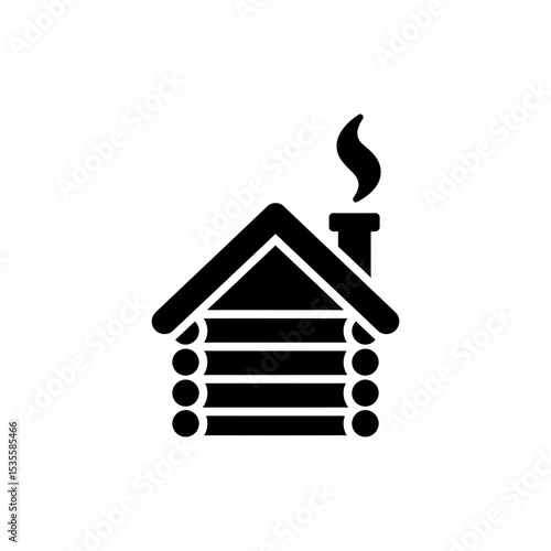 Cozy Cabin with Smoke Coming from Chimney for Winter Comfort