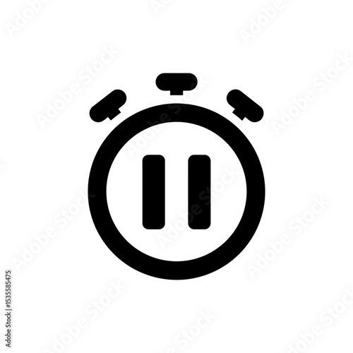 Clock with Pause Symbol for Time Stoppage Concept