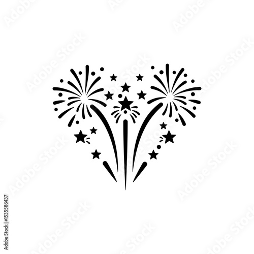 Fireworks Forming Heart Shape for Valentine's Day Celebration