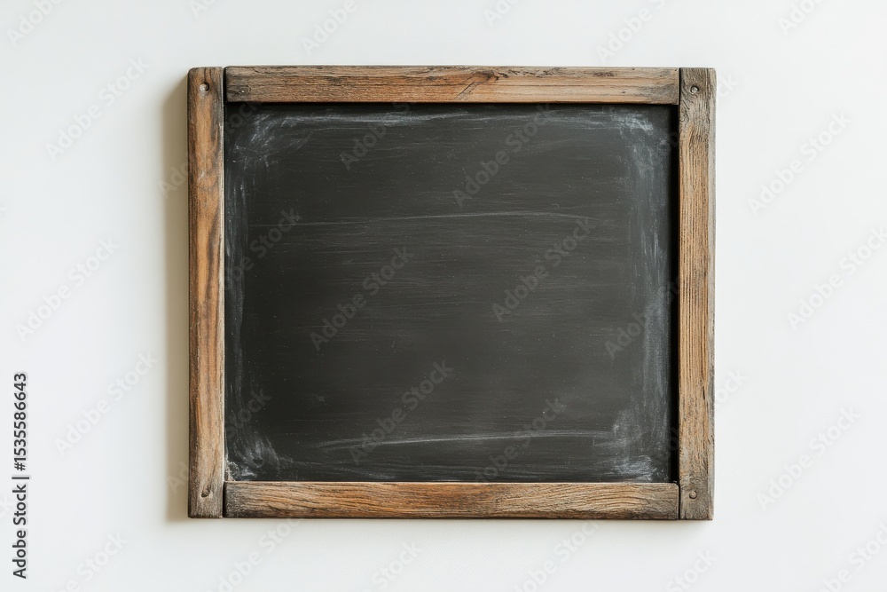 Fototapeta premium Blank rustic wooden framed chalkboard on white