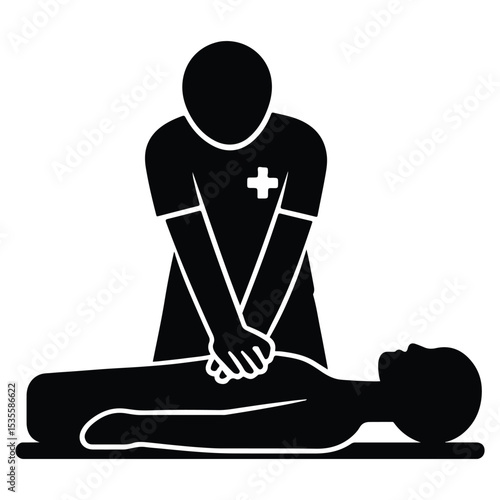 Medical Emergency Response Cardiopulmonary Resuscitation CPR Life Saving Technique Medical Intervention and Emergency Treatment Illustration Healthcare and First Aid