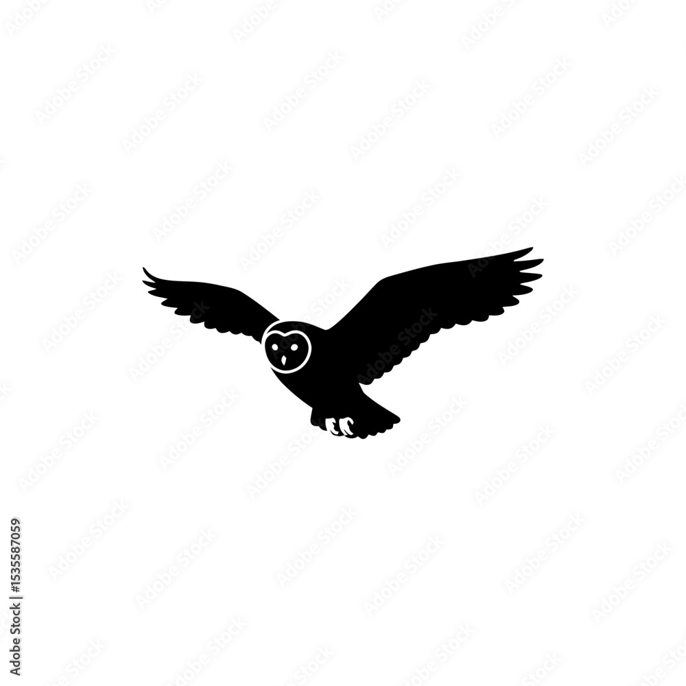 Obraz premium Snowy owl flying gracefully in winter sky with wings spread