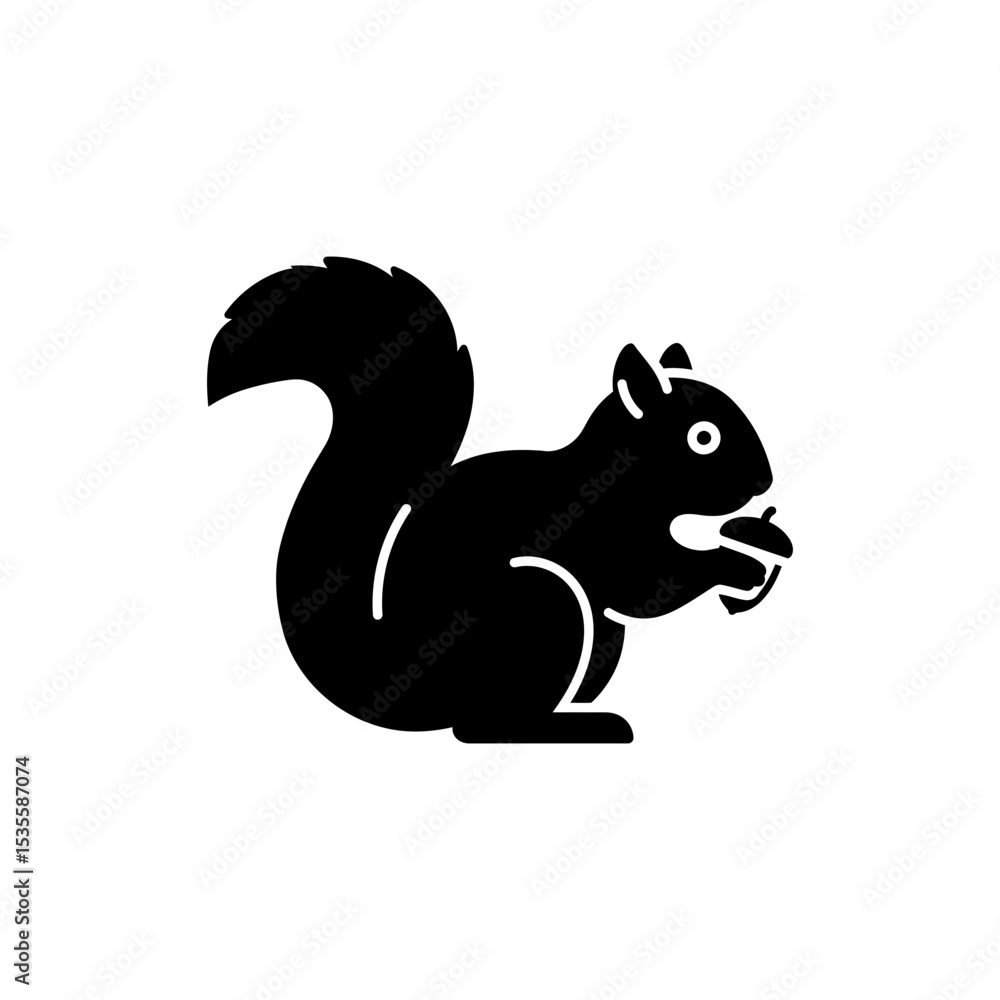Obraz premium Squirrel Chewing Acorn Wildlife Forest Animal Icon