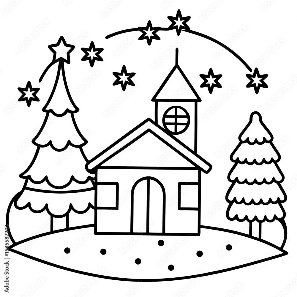 Fototapeta premium Christmas Day line art vector