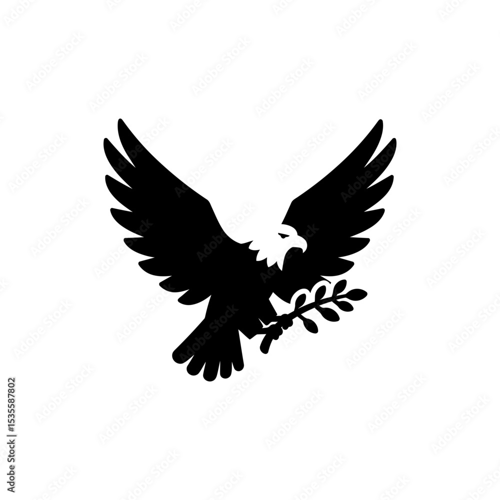 Fototapeta premium Eagle Holding Branch in Beak Symbolizing Peace and Strength