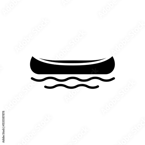 Canoe on Still Lake Calm Water Scene with Canoe Reflection Outdoors