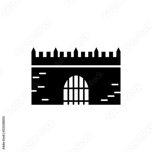 Wall Gate with Defensive Spires and Fortified Stone Structure