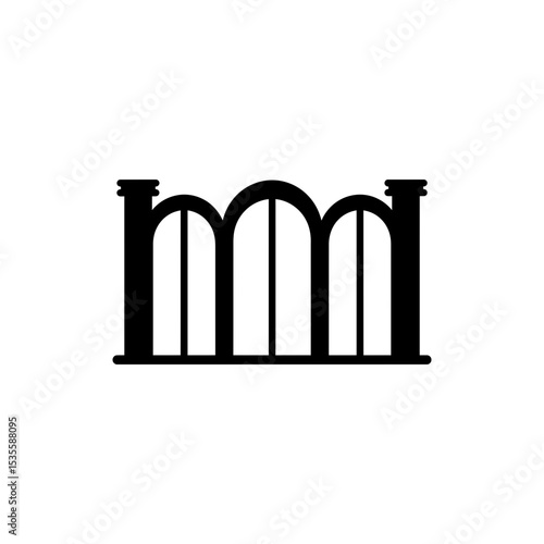 Triple Window Arch Gate with Ornamental Ironwork and Classic Design