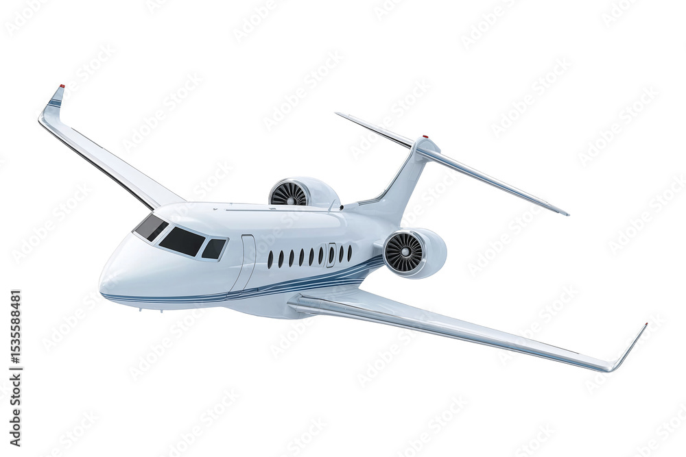 Fototapeta premium Private jet airplane isolated on transparent or white background, png