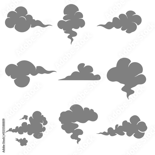 Soft and realistic smoke vector elements on one canvas, perfect for overlays, visual effects, or enhancing atmospheric designs in creative projects
