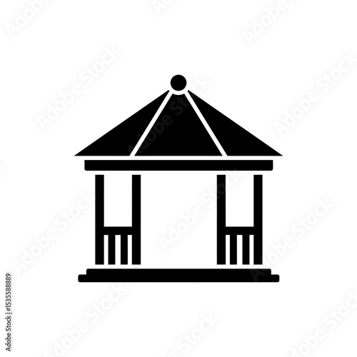 Classic Gazebo Structure with Decorative Columns and Open Roof Style