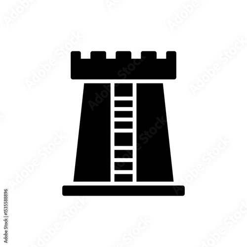 Fortress Tower with Round Base and Ladder Defensive Architecture