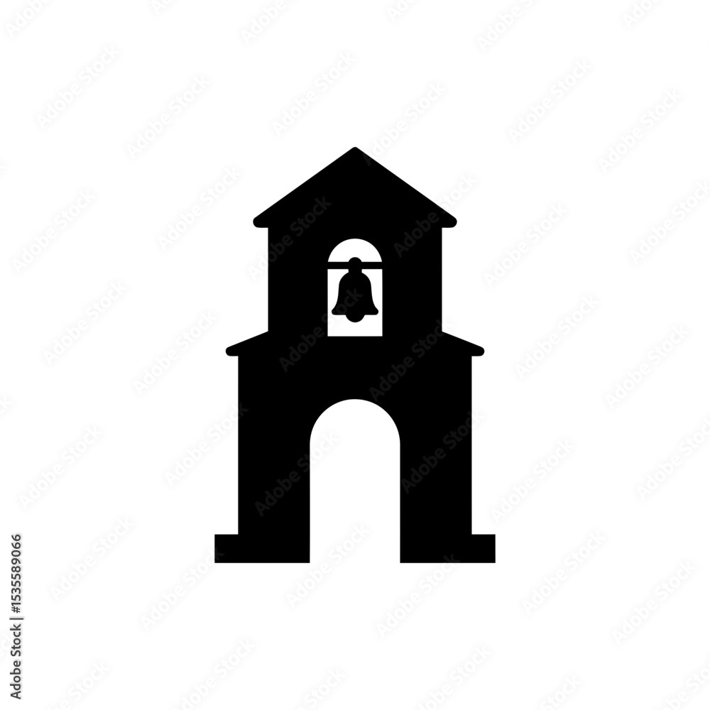 Bell Tower with Pointed Top and Arched Base Historic Icon Bell Tower with Pointed Top and Arched Base Historic Icon