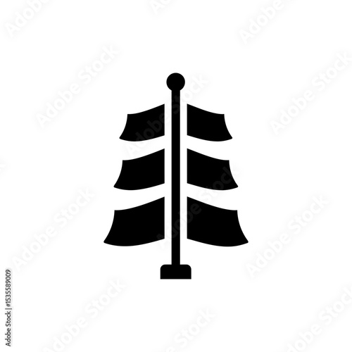 Central mast with layered flags and national symbol icon design