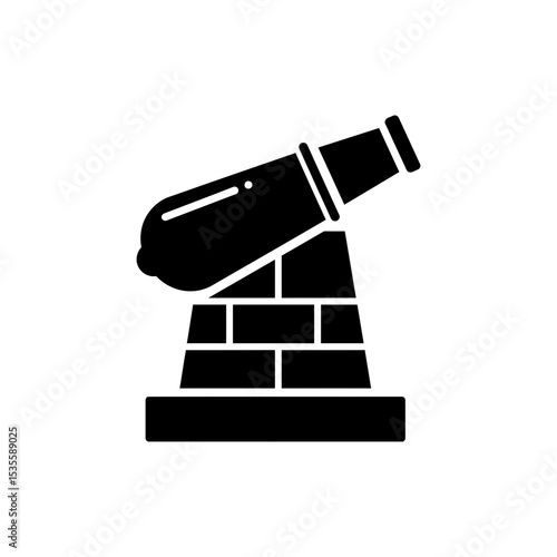 Cannon Tower With Large Muzzle And Solid Block Base