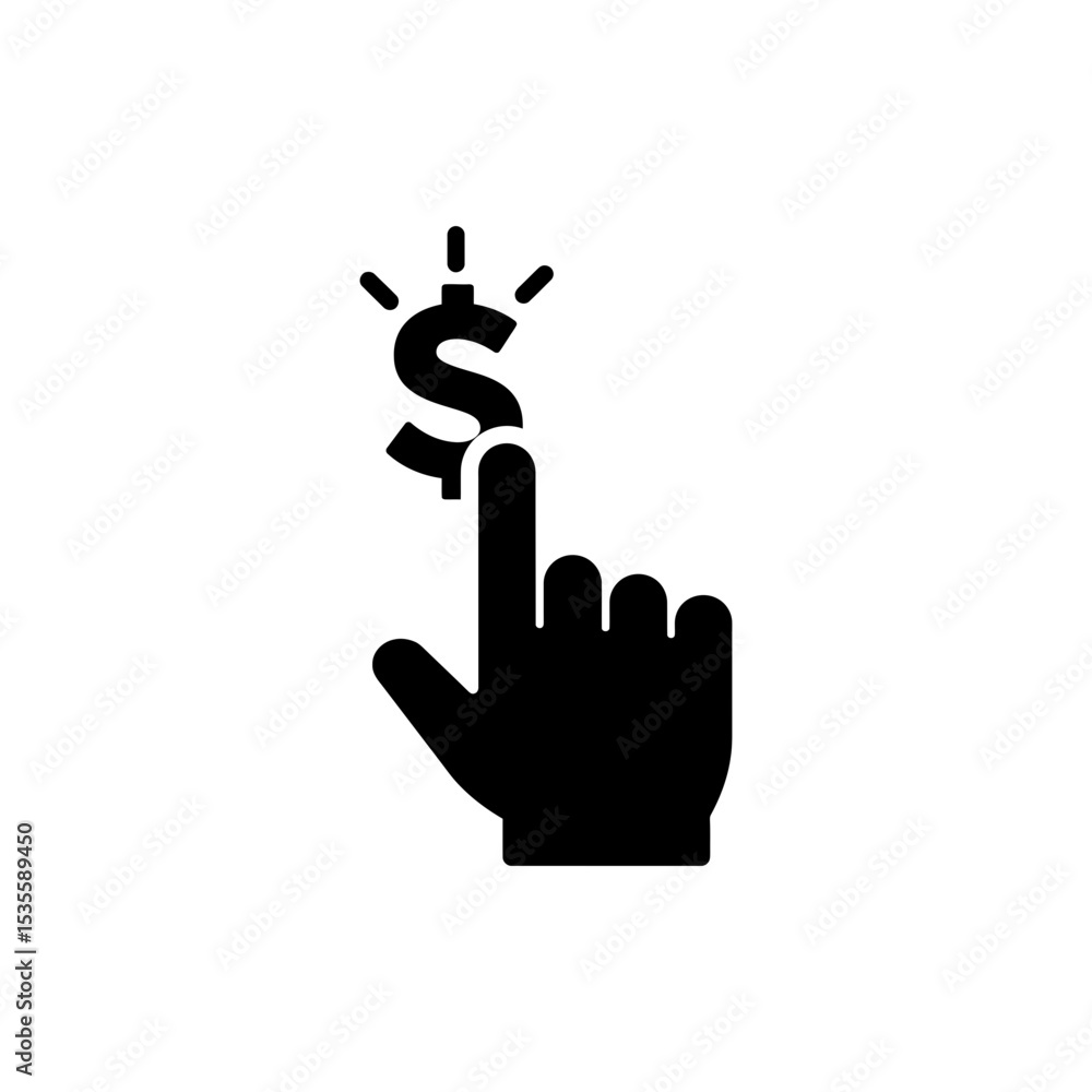 Obraz premium Hand pointing to a dollar symbol representing intense financial focus