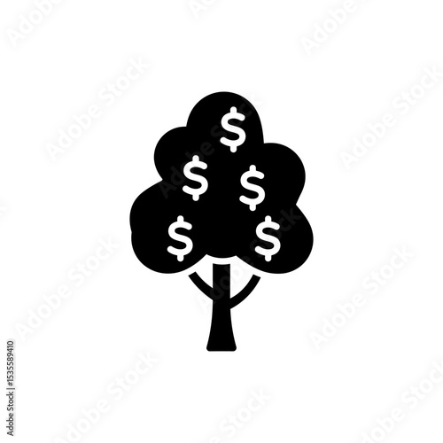 Money Tree with Dollar Leaves Symbolizing Wealth Growth and Prosperity