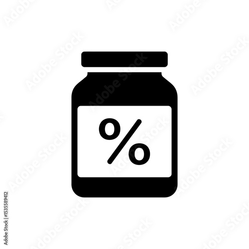 Savings Jar Icon with Percentage Sign for Financial Interest Rates